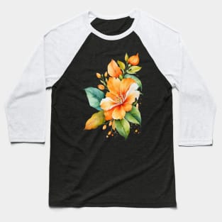 watercolor orange flower and leaf Baseball T-Shirt